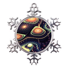 Psychedelic Trippy Abstract 3d Digital Art Metal Large Snowflake Ornament