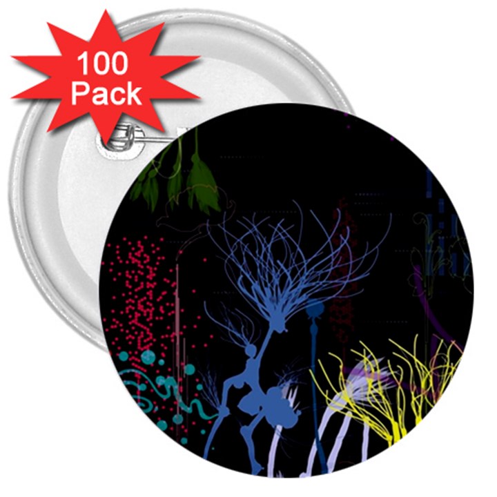 Art Design Graphic Neon Tree artwork 3  Buttons (100 pack) 