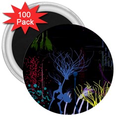 Art Design Graphic Neon Tree Artwork 3  Magnets (100 Pack) by Bedest