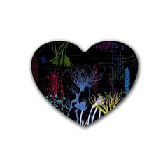 Art Design Graphic Neon Tree Artwork Rubber Heart Coaster (4 Pack) by Bedest