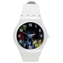 Art Design Graphic Neon Tree Artwork Round Plastic Sport Watch (m)