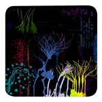 Art Design Graphic Neon Tree artwork Square Glass Fridge Magnet (4 pack) Front