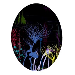 Art Design Graphic Neon Tree Artwork Oval Glass Fridge Magnet (4 Pack) by Bedest