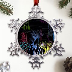 Art Design Graphic Neon Tree Artwork Metal Large Snowflake Ornament by Bedest