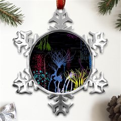 Art Design Graphic Neon Tree Artwork Metal Small Snowflake Ornament by Bedest