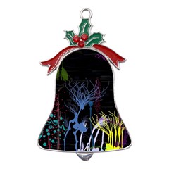 Art Design Graphic Neon Tree Artwork Metal Holly Leaf Bell Ornament by Bedest