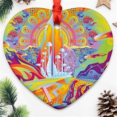 Multicolored Optical Illusion Painting Psychedelic Digital Art Ornament (heart) by Bedest