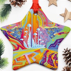 Multicolored Optical Illusion Painting Psychedelic Digital Art Ornament (star) by Bedest