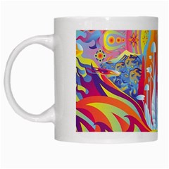 Multicolored Optical Illusion Painting Psychedelic Digital Art White Mug by Bedest