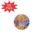 Multicolored Optical Illusion Painting Psychedelic Digital Art 1  Mini Buttons (100 pack)  Front