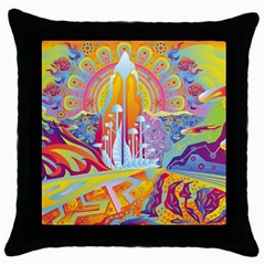 Multicolored Optical Illusion Painting Psychedelic Digital Art Throw Pillow Case (black) by Bedest