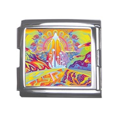 Multicolored Optical Illusion Painting Psychedelic Digital Art Mega Link Italian Charm (18mm) by Bedest