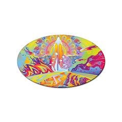 Multicolored Optical Illusion Painting Psychedelic Digital Art Sticker (oval) by Bedest