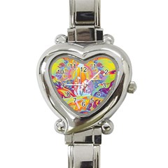 Multicolored Optical Illusion Painting Psychedelic Digital Art Heart Italian Charm Watch by Bedest