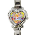 Multicolored Optical Illusion Painting Psychedelic Digital Art Heart Italian Charm Watch Front