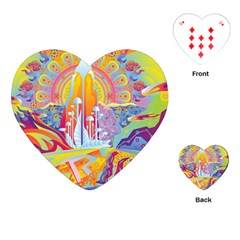 Multicolored Optical Illusion Painting Psychedelic Digital Art Playing Cards Single Design (heart) by Bedest