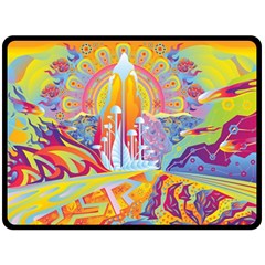 Multicolored Optical Illusion Painting Psychedelic Digital Art Fleece Blanket (large) by Bedest