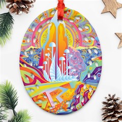 Multicolored Optical Illusion Painting Psychedelic Digital Art Ornament (oval Filigree) by Bedest