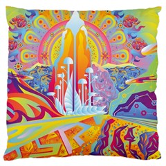 Multicolored Optical Illusion Painting Psychedelic Digital Art Large Cushion Case (one Side) by Bedest