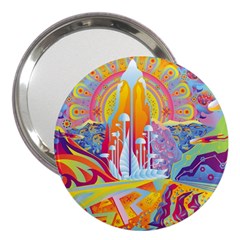 Multicolored Optical Illusion Painting Psychedelic Digital Art 3  Handbag Mirrors by Bedest