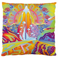 Multicolored Optical Illusion Painting Psychedelic Digital Art Large Premium Plush Fleece Cushion Case (one Side) by Bedest