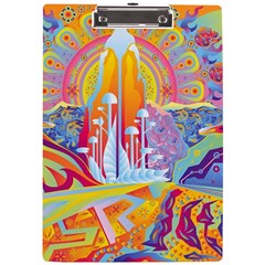 Multicolored Optical Illusion Painting Psychedelic Digital Art A4 Acrylic Clipboard by Bedest