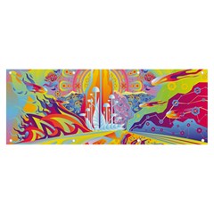 Multicolored Optical Illusion Painting Psychedelic Digital Art Banner And Sign 8  X 3  by Bedest