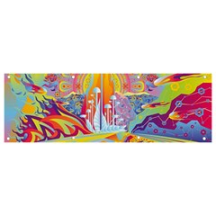 Multicolored Optical Illusion Painting Psychedelic Digital Art Banner And Sign 9  X 3  by Bedest