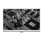 Black And Gray Circuit Board Computer Microchip Digital Art Business Card Holder Front