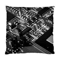 Black And Gray Circuit Board Computer Microchip Digital Art Standard Cushion Case (two Sides) by Bedest