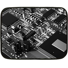 Black And Gray Circuit Board Computer Microchip Digital Art Fleece Blanket (mini) by Bedest