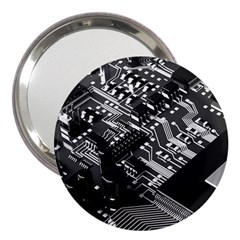 Black And Gray Circuit Board Computer Microchip Digital Art 3  Handbag Mirrors by Bedest