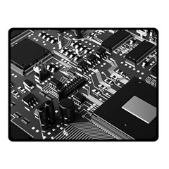 Black And Gray Circuit Board Computer Microchip Digital Art Two Sides Fleece Blanket (small) by Bedest