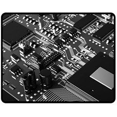 Black And Gray Circuit Board Computer Microchip Digital Art Two Sides Fleece Blanket (medium) by Bedest