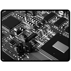 Black And Gray Circuit Board Computer Microchip Digital Art Two Sides Fleece Blanket (large) by Bedest