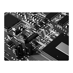 Black And Gray Circuit Board Computer Microchip Digital Art Two Sides Premium Plush Fleece Blanket (mini) by Bedest