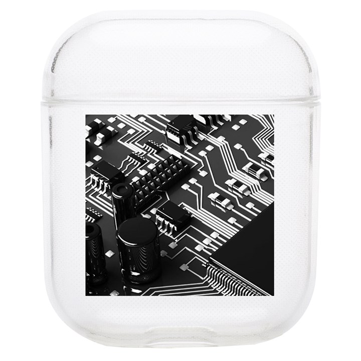 Black And Gray Circuit Board Computer Microchip Digital Art AirPods 1/2 Case