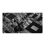 Black And Gray Circuit Board Computer Microchip Digital Art Satin Wrap 35  x 70  Front