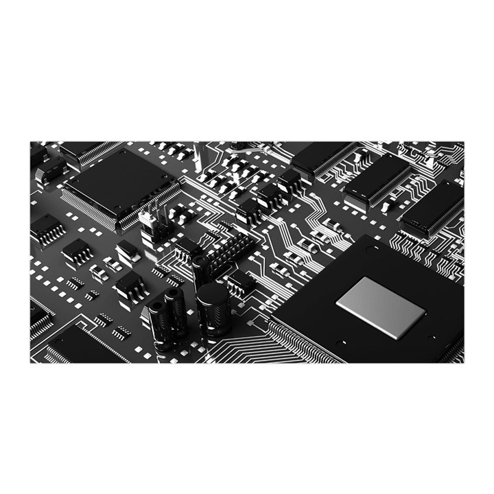 Black And Gray Circuit Board Computer Microchip Digital Art Satin Wrap 35  x 70 