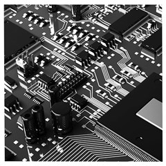 Black And Gray Circuit Board Computer Microchip Digital Art Wooden Puzzle Square by Bedest