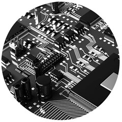 Black And Gray Circuit Board Computer Microchip Digital Art Wooden Bottle Opener (round) by Bedest