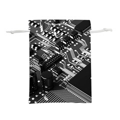 Black And Gray Circuit Board Computer Microchip Digital Art Lightweight Drawstring Pouch (l) by Bedest