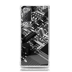 Black And Gray Circuit Board Computer Microchip Digital Art Samsung Galaxy Note 20 Tpu Uv Case by Bedest