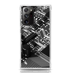 Black And Gray Circuit Board Computer Microchip Digital Art Samsung Galaxy Note 20 Ultra Tpu Uv Case by Bedest