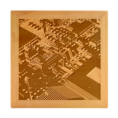 Black And Gray Circuit Board Computer Microchip Digital Art Wood Photo Frame Cube by Bedest