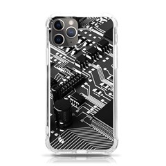 Black And Gray Circuit Board Computer Microchip Digital Art Iphone 11 Pro 5 8 Inch Tpu Uv Print Case by Bedest