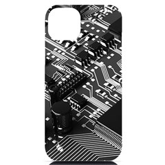 Black And Gray Circuit Board Computer Microchip Digital Art Iphone 14 Plus Black Uv Print Case by Bedest