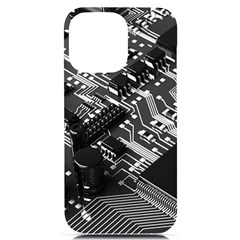 Black And Gray Circuit Board Computer Microchip Digital Art Iphone 14 Pro Max Black Uv Print Case by Bedest