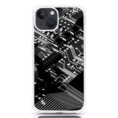 Black And Gray Circuit Board Computer Microchip Digital Art Iphone 13 Tpu Uv Print Case by Bedest