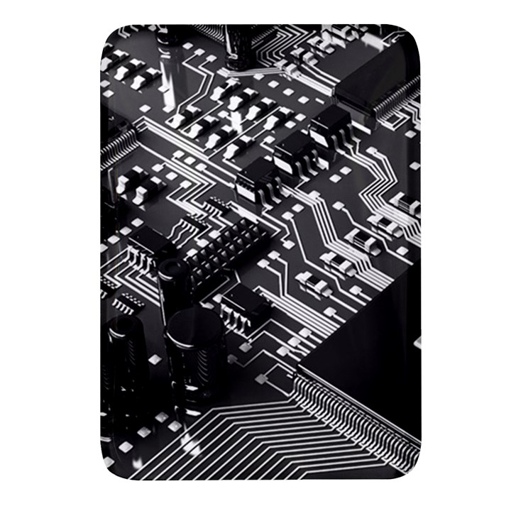 Black And Gray Circuit Board Computer Microchip Digital Art Rectangular Glass Fridge Magnet (4 pack)